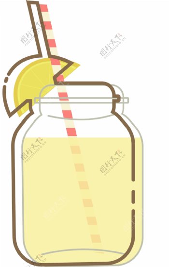 柠檬果汁玻璃瓶原创MEB可爱卡通果汁