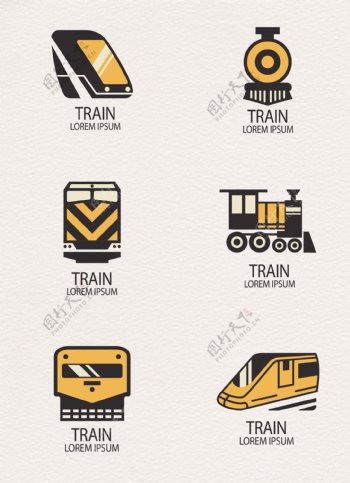 黄色手绘火车小图标元素