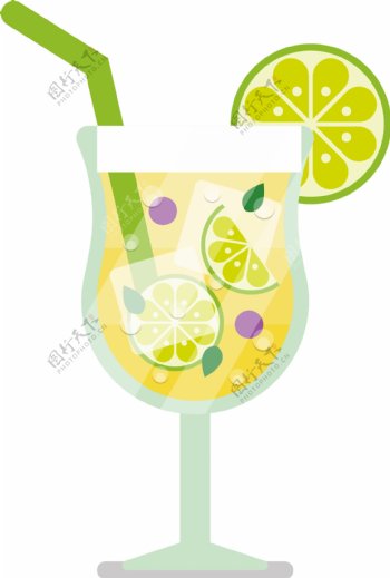 清新夏季柠檬果汁矢量图