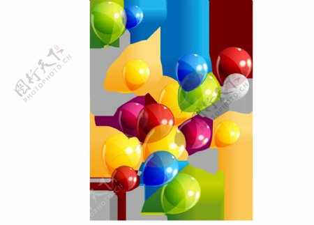 手绘彩色气球png元素