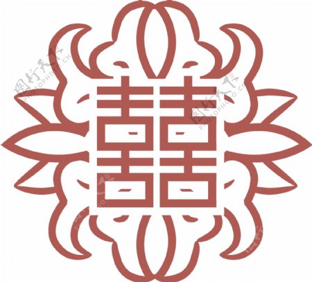 中国风简约红色花型背景素材喜字底纹元素