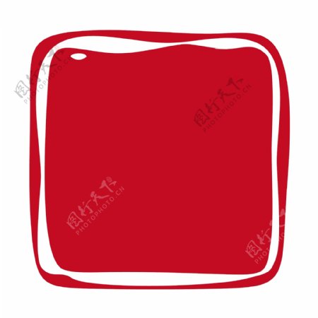 红色中国风古典印章方形边框