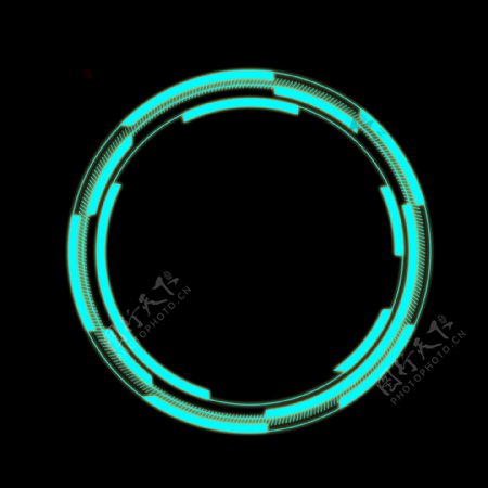 科技边框蓝色几何线条可商用圆形边框元素