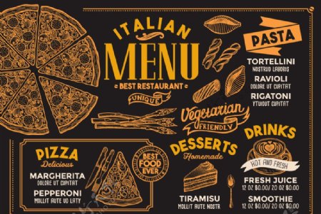 创意意大利餐馆菜单矢量素材