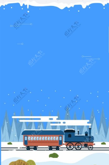 冬天火车雪景