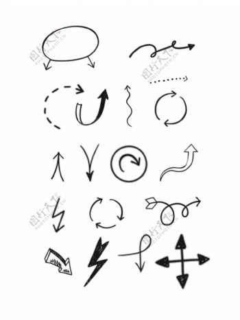 手绘涂鸦箭头标记图案标志方向符号元素