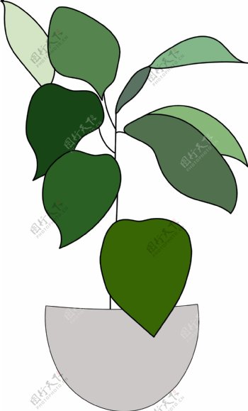 简约绿色植物图形元素