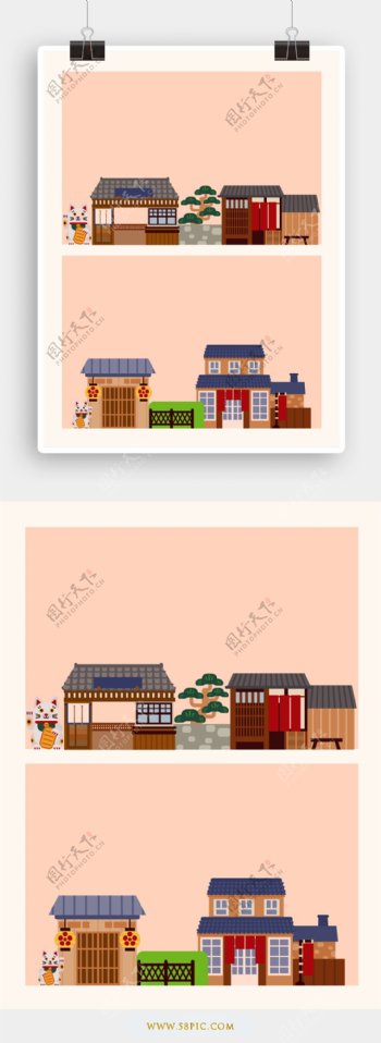日本标志建筑矢量卡通风元素