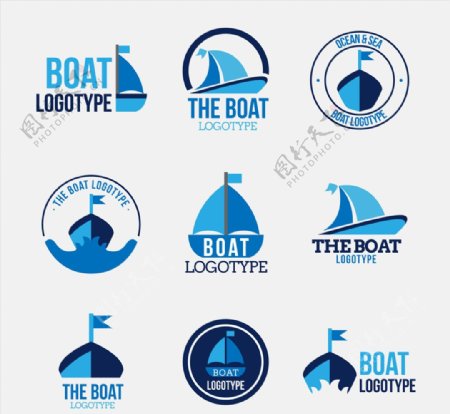 9款蓝色帆船标志矢量素材