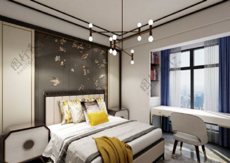 新中式家居客卧装修效果图