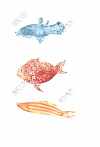 水彩鱼装饰画