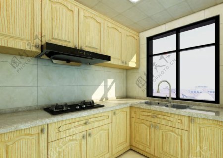 新中式原木色厨房装修效果图