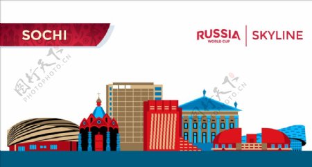 矢量卡通俄罗斯世界杯城市建筑