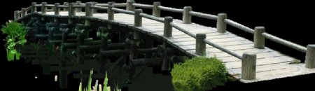 透明图层木头桥小桥流水