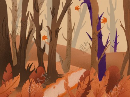 卡通森林秋天背景设计