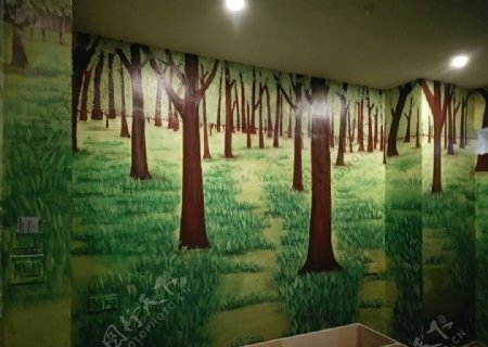 主题酒店手绘墙墙绘画酒