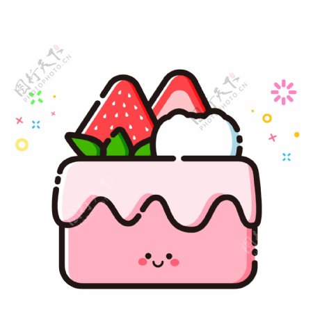 mbe风格卡通可爱水果奶油蛋糕素材