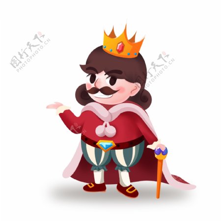 手绘卡通童话带皇冠国王