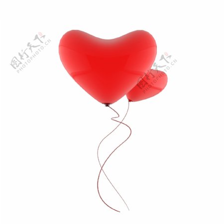 3D质感感恩节氛围装饰红色爱心气球红心