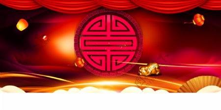 中国风2019喜迎猪年晚会背景素材