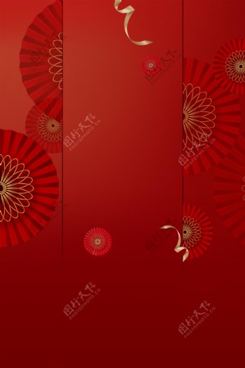 红色立体元旦节日海报背景