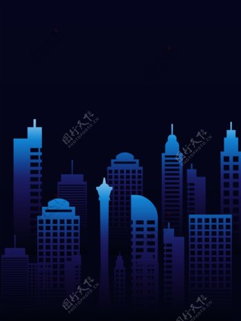 全原创科技城市蓝色背景