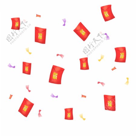 新年节日彩带红包理财漂浮元素