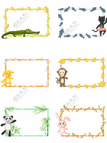 商用手绘动物卡通风格边框元素