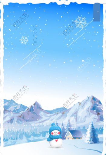 唯美彩绘冬季大雪背景素材