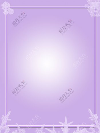 原创紫色雪花简约边框背景