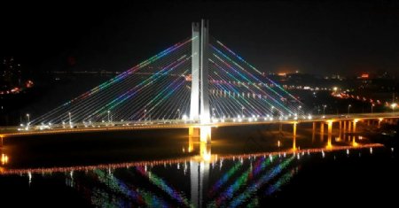 惠州城市风光延时航拍合生大桥
