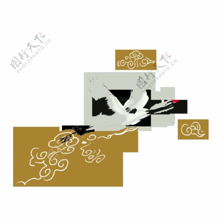 仙鹤古典中国风手绘元素