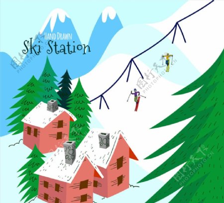 彩绘雪山滑雪场设计