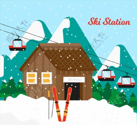 创意雪中的滑雪场