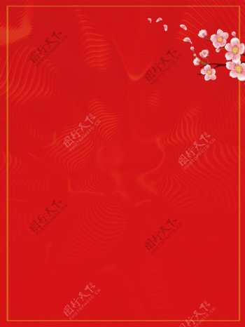 喜庆红色花枝新年背景设计
