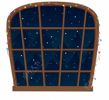 格子窗户和星空原创元素
