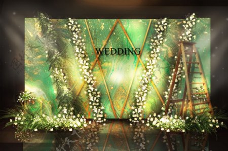 大理石绿色纹理婚礼效果图