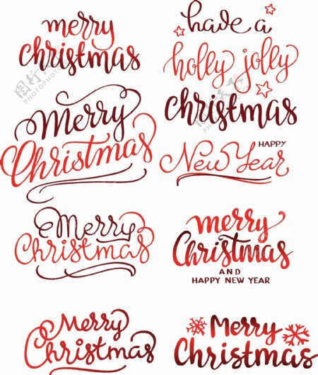 手写红色英文的圣诞标签