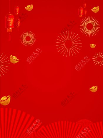 喜庆猪年灯笼春节背景设计