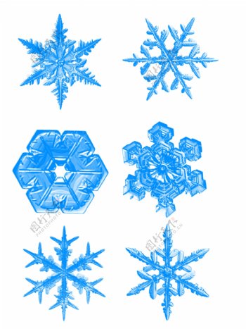蓝色雪花装饰素材冬天可商用