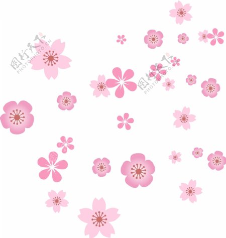 手绘植物粉红漂浮花瓣