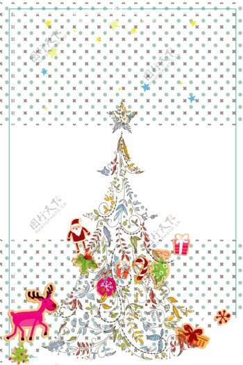 冬天圣诞节圣诞树礼品装饰背景