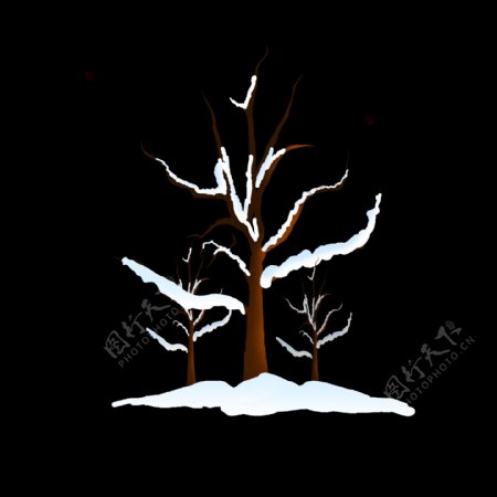 冬季树雪景元素设计可商用