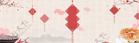 节日简约元旦春节中国年banner背景