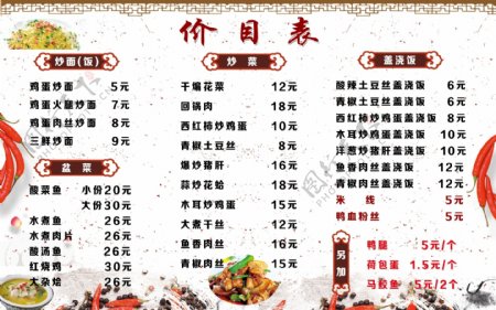 酸菜鱼价目表