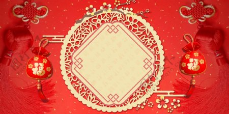 中国风新年福袋中国结背景设计