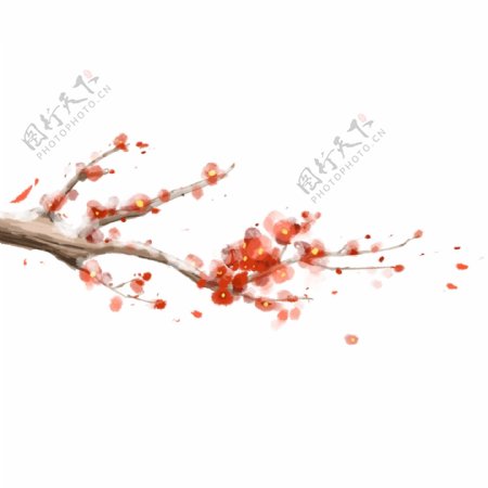 手绘红梅冬季元素设计