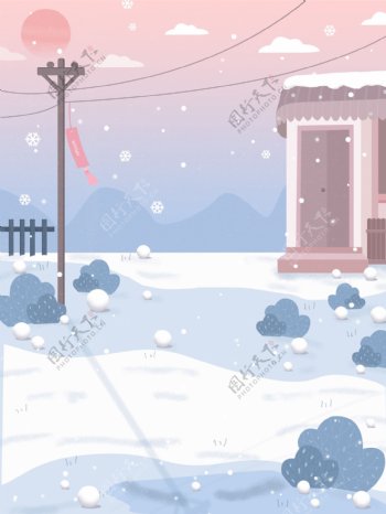 彩绘时尚冬季雪地背景设计