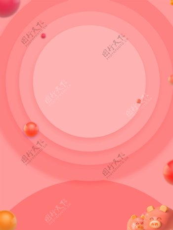 红色贺新春猪年圆环背景设计