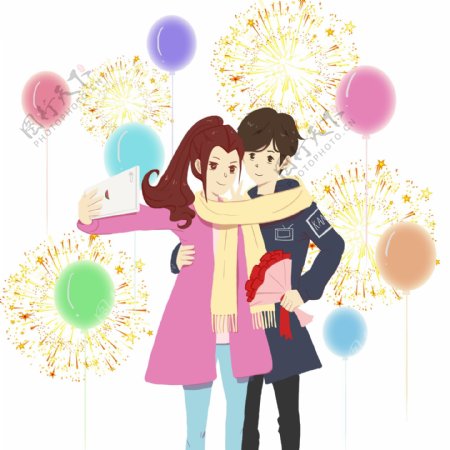 情人节2月4日烟火气球拍照